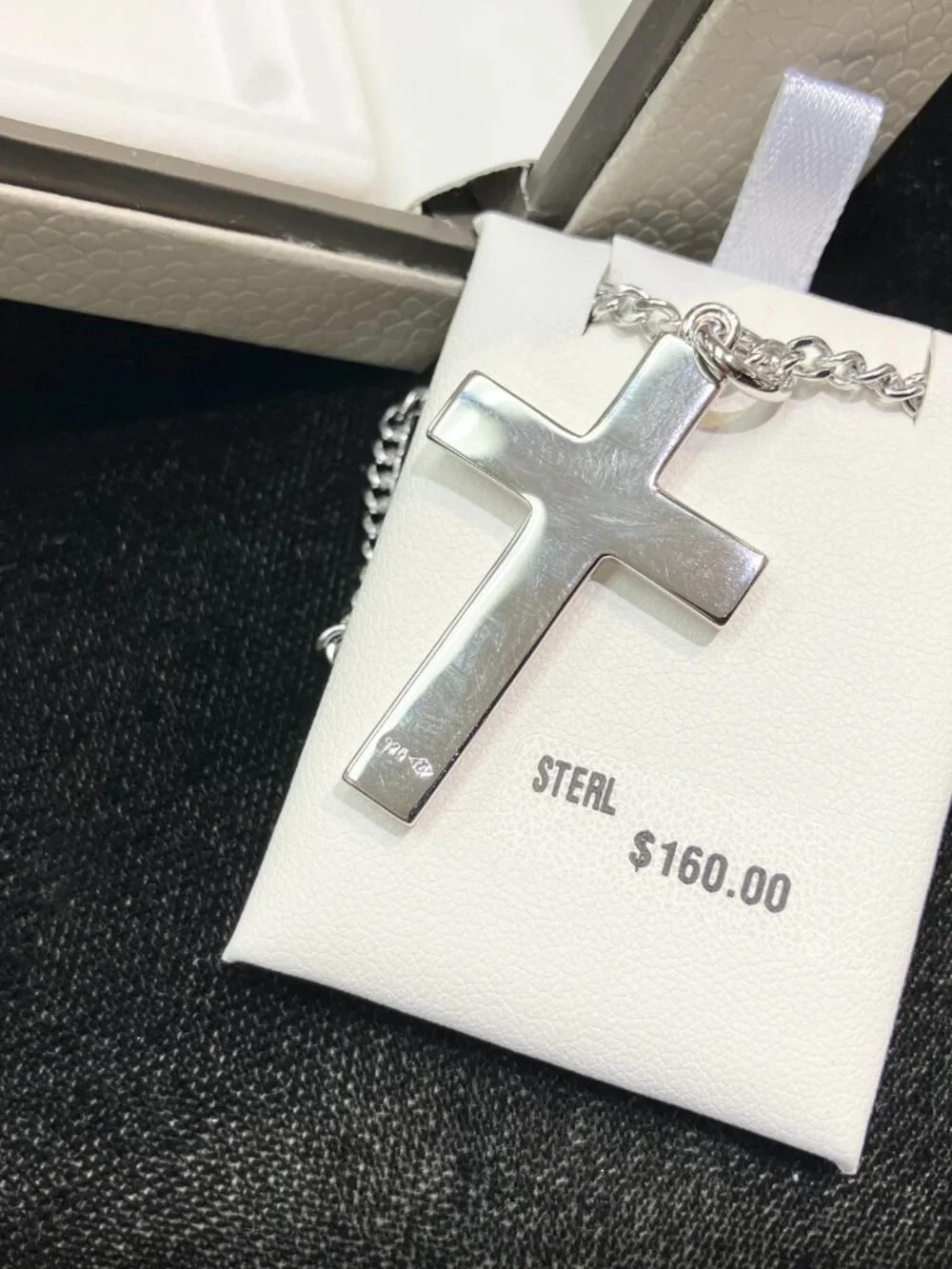 Silver Cross Pendant And Steel Chain